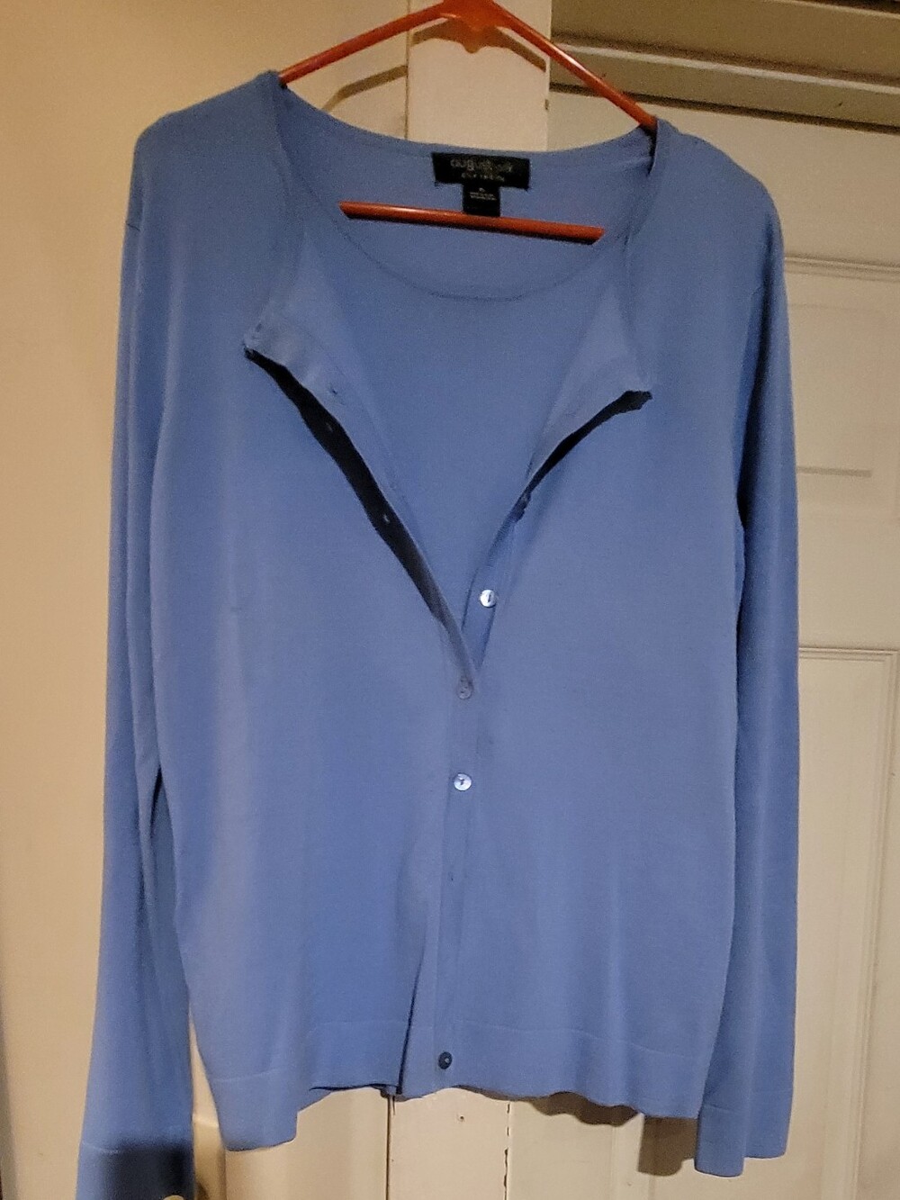 August Silk 2 Pc Sweater And Tank Set. Super Soft Blue Button-Up Cardigan. Very
